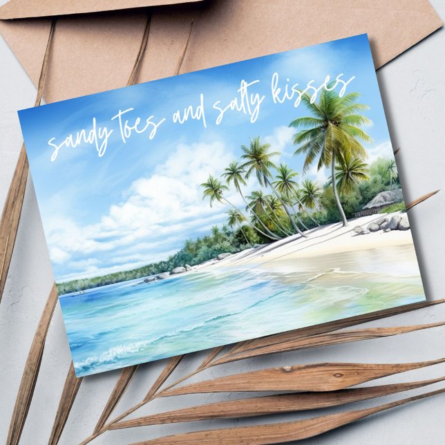 Postal De Anuncios Besos Salados en la Playa Boda Guardar la Fecha (Salty Kisses Beach Wedding Save the Date)