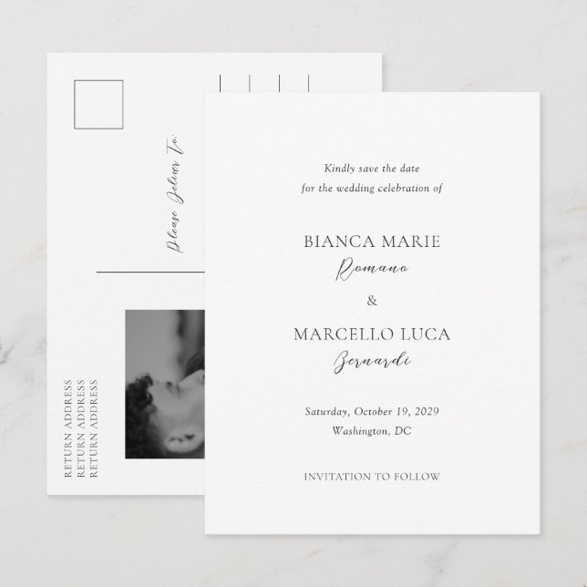 Postal De Anuncios Bianca Elegant Wedding Save the Date (Anverso / Reverso)