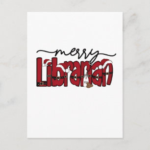 Postal De Anuncios Bibliotecario Alegre Navidad Amante de los Libros 