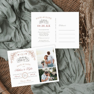 Postal De Anuncios Bicicleta Rubor y Taupe 2 Foto Guardar fecha