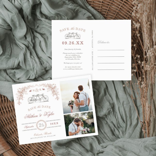 Postal De Anuncios Bicicleta Rubor y Taupe 2 Foto Guardar fecha (Subido por el creador)