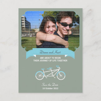 Postal De Anuncios Bicicleta tándem (azul / gris) Guardar la foto de 