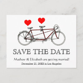 Postal De Anuncios Bicicleta Tandem Vintage Lindo Boda Guardar La Fec