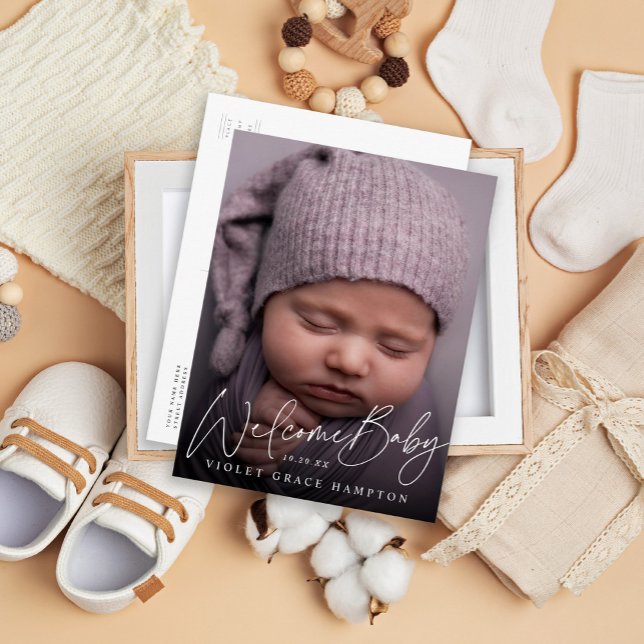 Postal De Anuncios Bienvenida Casual Foto de Nuevo Bebé (Subido por el creador)