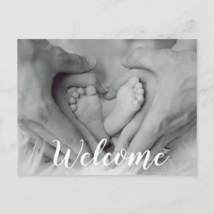Postal De Anuncios Bienvenida Script Overlay Photo Baby Recién Nacido