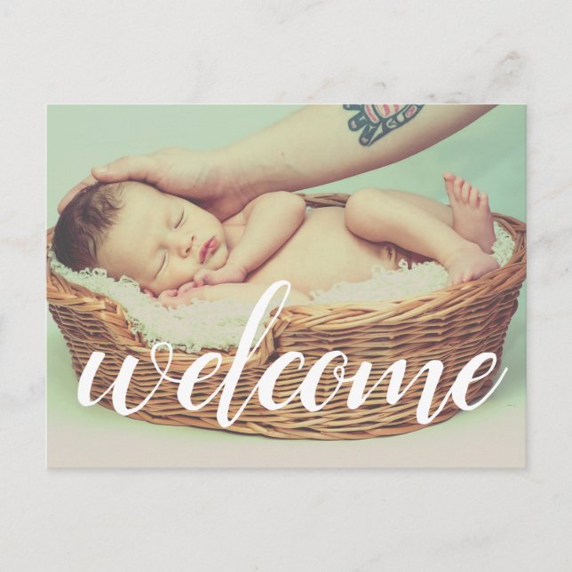 Postal De Anuncios Bienvenida Superposición de Foto con Letra Script  (Anverso)