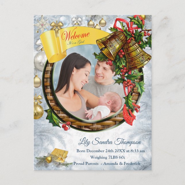 Postal De Anuncios Bienvenido es una niña de Navidad (Anverso)