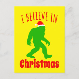 Postal De Anuncios Bigfoot Divertido Creo En La Navidad      