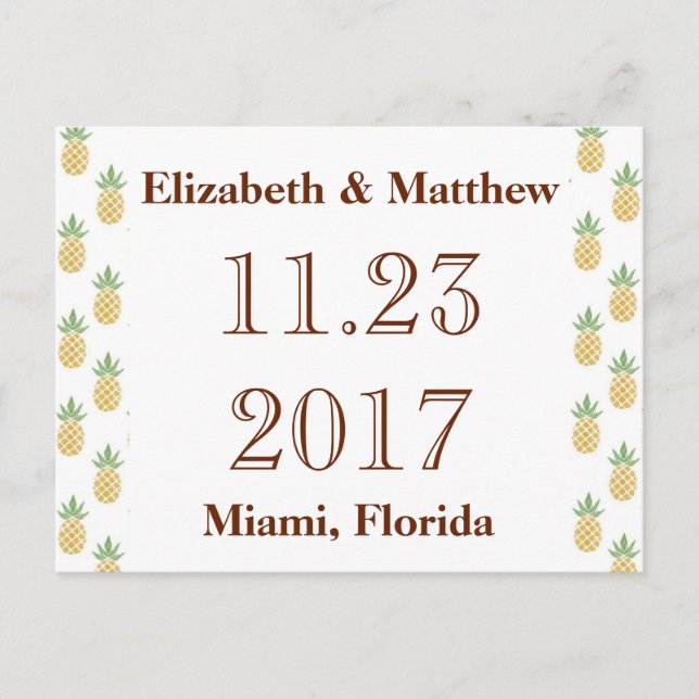 Postal De Anuncios Bilingüe Save the Date Postcard Tropical (Anverso)