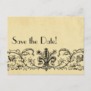 Postal De Anuncios Black Fleur Save the Date