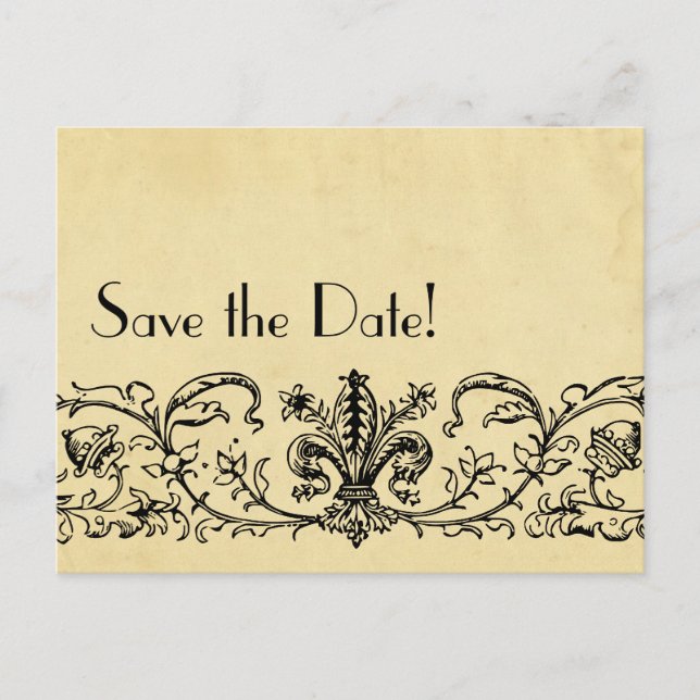 Postal De Anuncios Black Fleur Save the Date (Anverso)