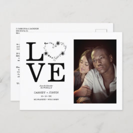 Postal De Anuncios Black Funny Floral Love Heart Custom photo Couple