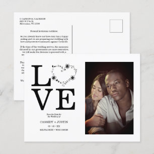 Postal De Anuncios Black Funny Floral Love Heart Custom photo Couple