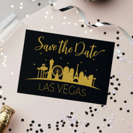 Postal De Anuncios Black Gold Las Vegas Strip Wedding Save The Date