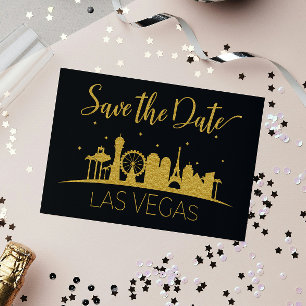 Postal De Anuncios Black Gold Las Vegas Strip Wedding Save The Date