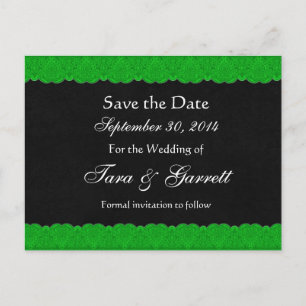 Postal De Anuncios Black Kelly Green Lace Save Date Boda 02