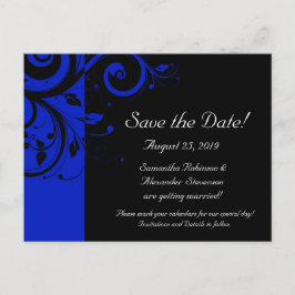 Postal De Anuncios Black/Royal Blue Reverse Swirl Save the Date