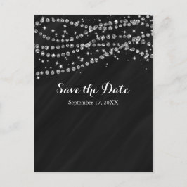 Postal De Anuncios Black & Silver Faux Diamond Bling Save The Date