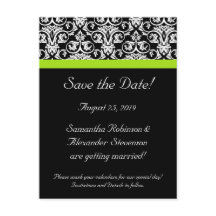 Black/White Damask Chartreuse Verde Ahorre la Fech