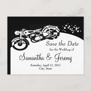 Postal De Anuncios Black White Motorcycle Custom Wedding Save Date