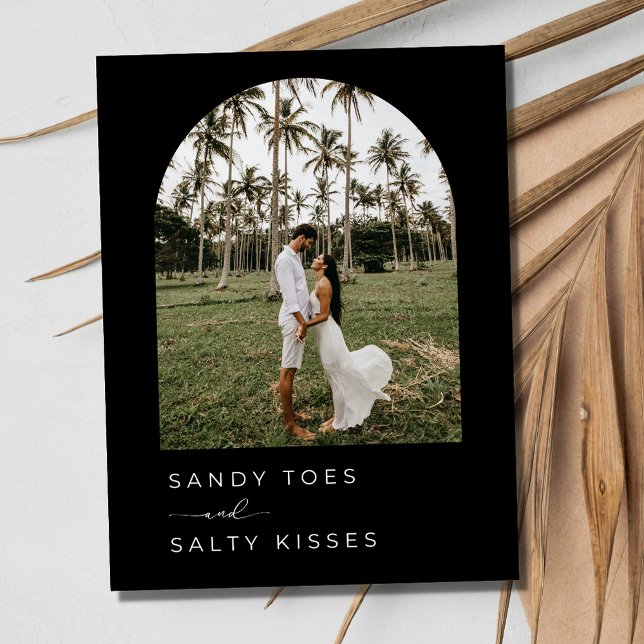 Postal De Anuncios Black White Simple Beach Wedding Save the Date (Black White Simple Beach Wedding Save the Date Postcard)