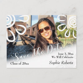 Postal De Anuncios Blanco Diseño Floral Gráfico para Anunciar Graduac