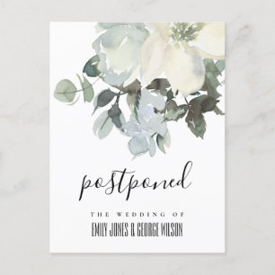 POSTAL DE ANUNCIOS BLANCO MARFIL SUAVE FLORAL RAMO BODA POSPUESTA