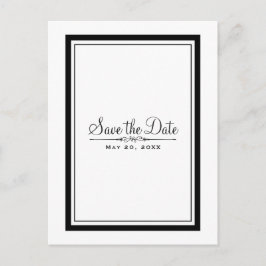 Postal De Anuncios Blanco y Negro Elegante Chic Boda Salva la Fecha