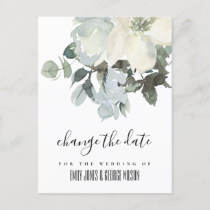 POSTAL DE ANUNCIOS BLANDO IVORIO FLORAL BLANCO CAMBIA LA FECHA DE LA 