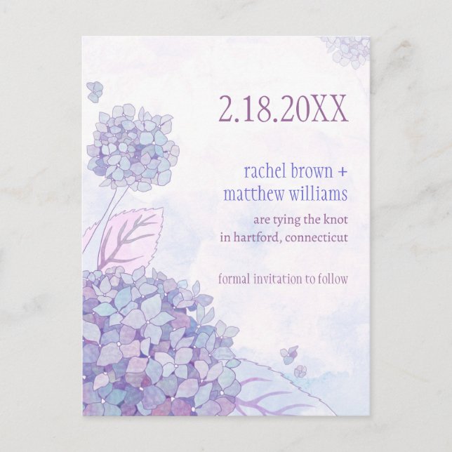 Postal De Anuncios Blissful Hydrangeas Wedding Save the Date (Anverso)