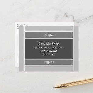Postal De Anuncios Bloque de Pastel - Gris de cerdos - Boda Guardar l
