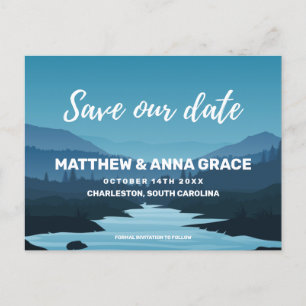 Postal De Anuncios Blue Adventure Travel Mountains Guarde la fecha