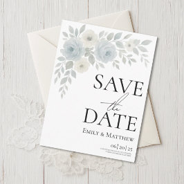 Postal De Anuncios Blue and Ivory Floral Save The Date