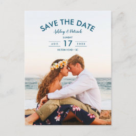 Postal De Anuncios Blue Beach Ocean Seaside Wedding Save the Date