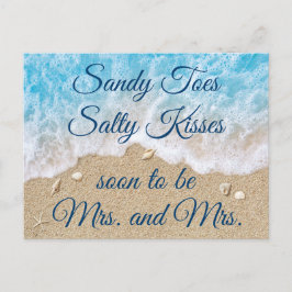 Postal De Anuncios Blue Beach Waves Mrs & Mrs Save the Date