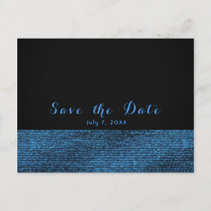 Postal De Anuncios Blue & Black Glam Moderno con Lentejuelas Save the