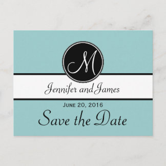 Postal De Anuncios Blue Black Modern Save the Date Postcards
