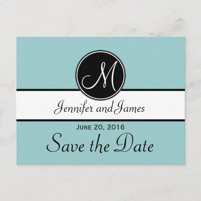 Postal De Anuncios Blue Black Modern Save the Date Postcards (Anverso)