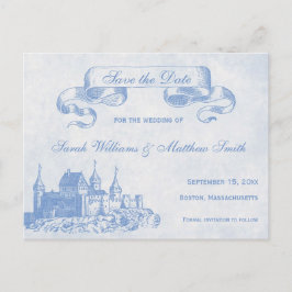 Postal De Anuncios Blue Fairytale Wedding Save the Date Postcard