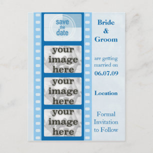 Postal De Anuncios Blue Film Strip Save the Date Photo Postcards