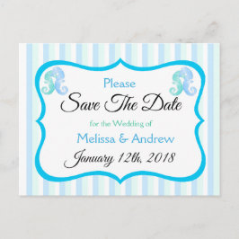 Postal De Anuncios Blue Green Oceanic Beach Save the Date Postcard