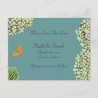 Postal De Anuncios Blue Hydrangea & Butterfly Save the Date