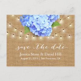 Postal De Anuncios Blue Hydrangea Floral Rustic Wedding Save the Date