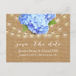 Postal De Anuncios Blue Hydrangea Floral Rustic Wedding Save the Date