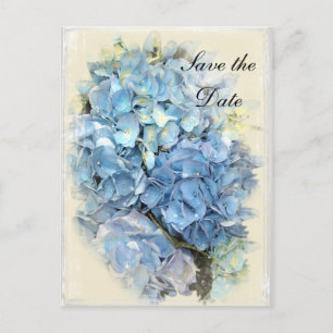 Postal De Anuncios Blue Hydrangea Flower Wedding Save the Date