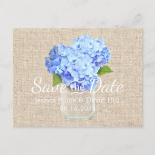 Postal De Anuncios Blue Hydrangea Mason Jar Wedding Save the Date