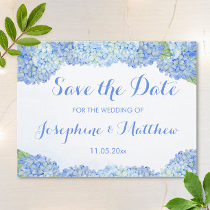 Postal De Anuncios Blue Hydrangea Save the Date