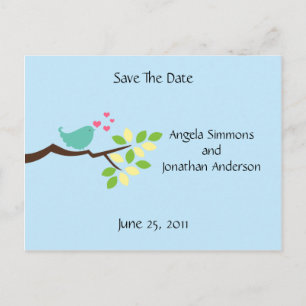 Postal De Anuncios Blue Love Bird Save the Date