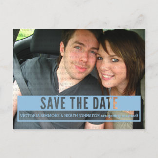 Postal De Anuncios Blue Modern Cut Out Save the Date Postcard