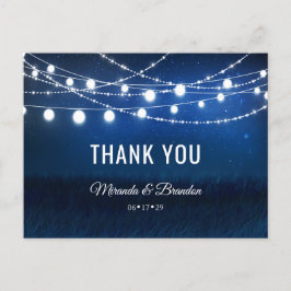 Postal De Anuncios Blue Night & Silver String Lights Gracias